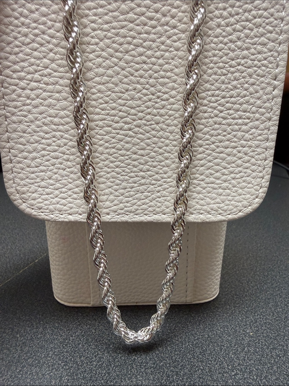 Classic Rope Chain Necklace - 18K White Gold Filled over Silver - 20”